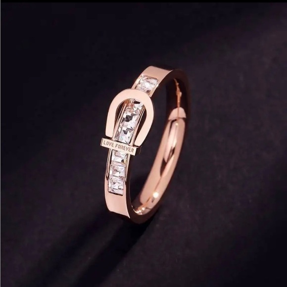 3 For $35 585 Rose Gold Plated “Forever Love” Buckle Ring - Picture 1 of 6